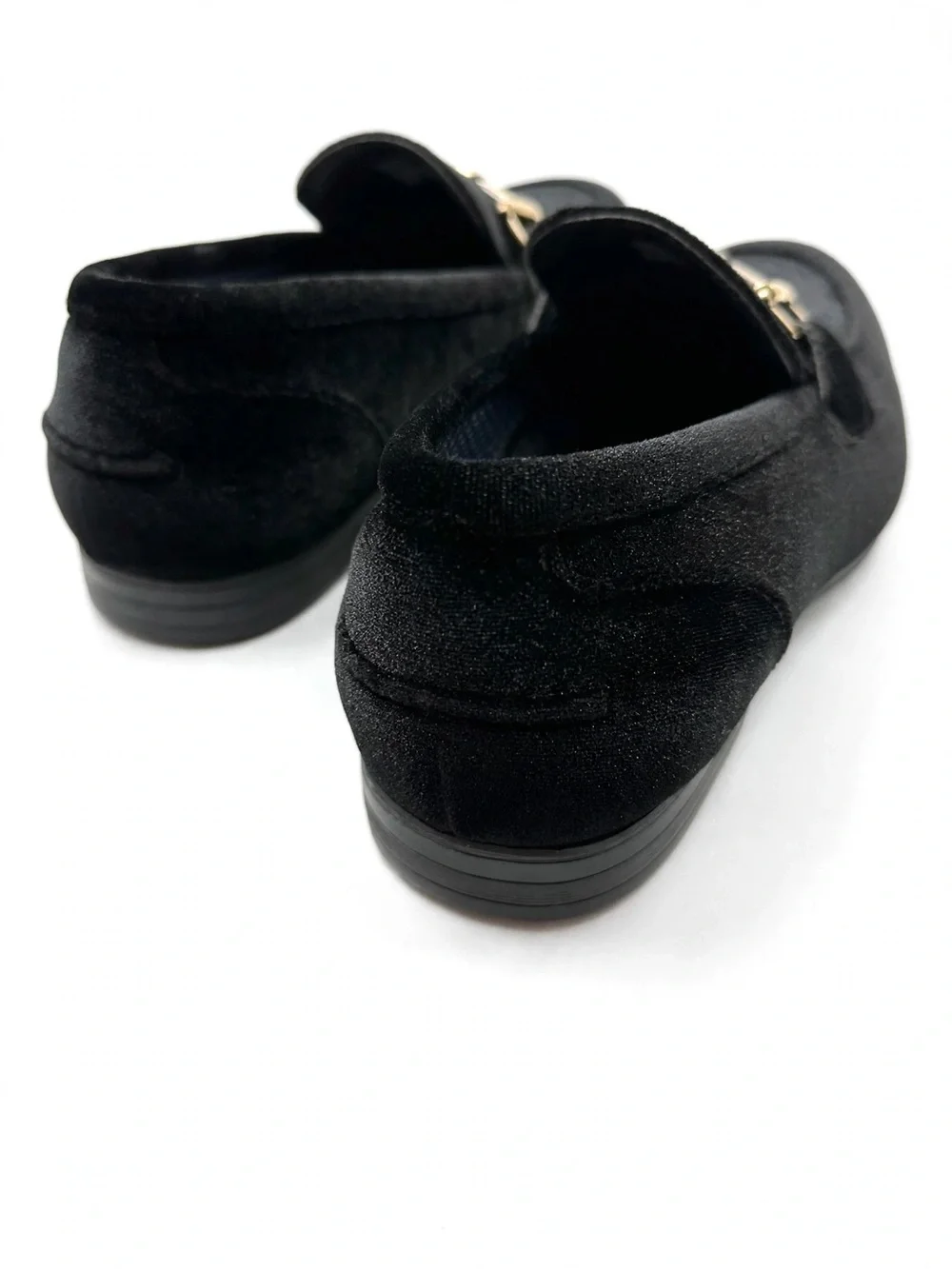 Steve Madden Black Velvet Loafers with Gold Horsebit